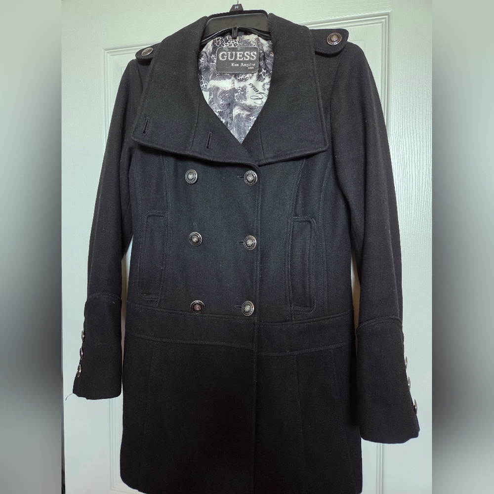 Guess Black Double-Breasted Women's Coat